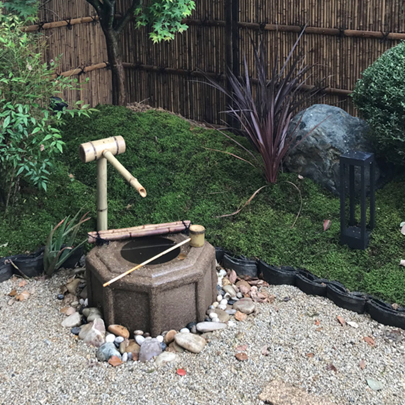 和风拾语禅意仿古水景石钵日式庭院花园布置天然室内别墅装饰