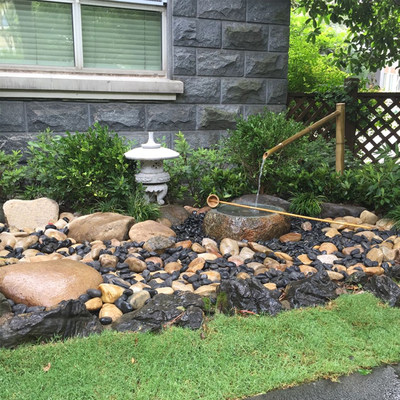 定制流水石钵日式枯山水造景石盆洗手池花园景观水槽民宿 虎窝淘