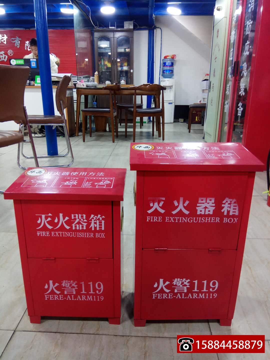 8KGX2 8KGX4 干粉灭火器箱子8公斤2具4具装消防灭火铁皮箱加厚 - 图1