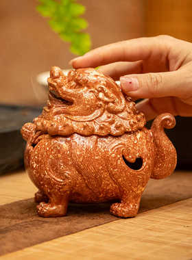 送礼佳品云南斑铜仿古案头狮子炉