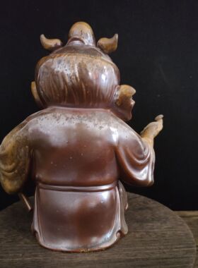 柴烧陶瓷钟馗摆件创意复古家居装饰玄幻摆件自然落灰釉