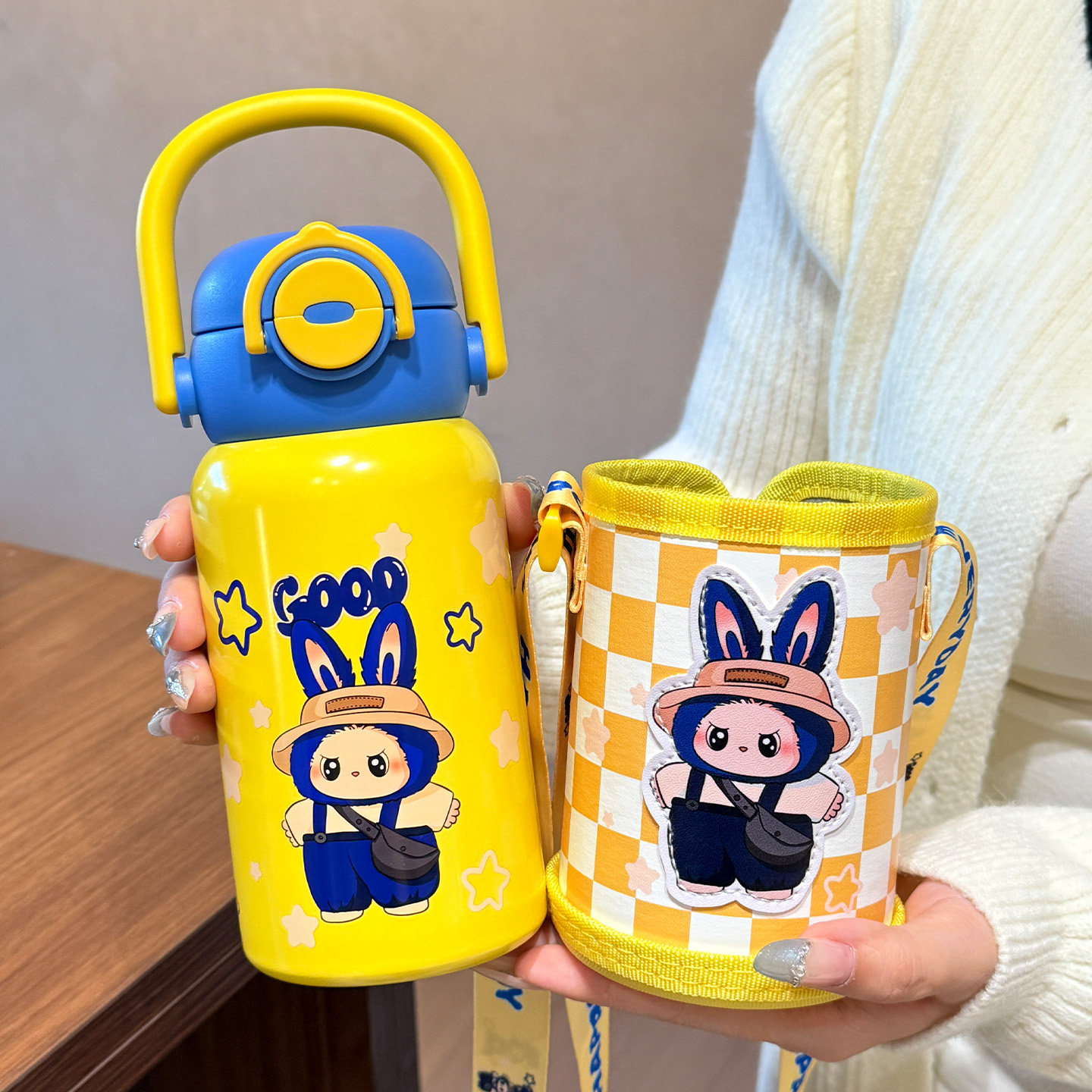 儿童保温杯带杯套男孩小学生吸管双饮水杯女孩幼儿园上学专用水壶,淘宝优惠券,粉丝福利购,淘宝优惠卷