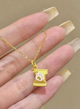新款金色可爱猫爪糖果甜蜜女生项链精致甜美小众设计百搭锁骨链