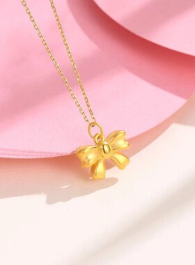 金店同款仿真在逃公主蝴蝶结金色吊坠锁骨项链气质感百搭饰品送礼
