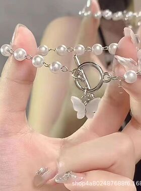 高颜值蝴蝶闺蜜手链女学生精致姐妹套装小众设计ins百搭轻奢首饰