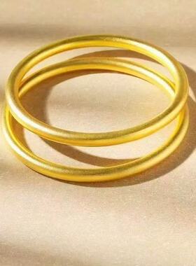 金店同款新中式金色仿真手镯小众百搭流沙金复古素圈手环送礼饰品