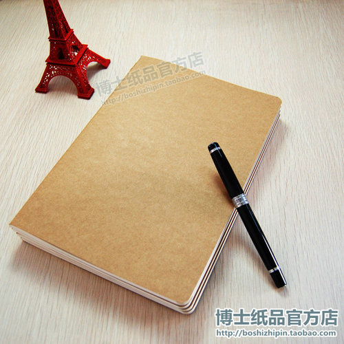 博士牛皮纸封面记事本复古缝线笔记本横线学生作业练习本子厚B5A5 - 图0