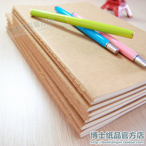 博士牛皮纸封面记事本复古缝线笔记本横线学生作业练习本子厚B5A5 - 图1
