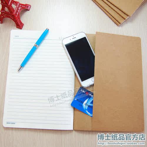 博士牛皮纸封面记事本复古缝线笔记本横线学生作业练习本子厚B5A5 - 图2