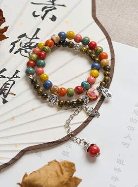 景德镇陶瓷双圈手串女批发小清新文艺景区饰品礼物古风串珠手链