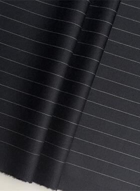 全毛品质黑色条纹高级定制毛料布料精纺面料西装西裤高级定制面料