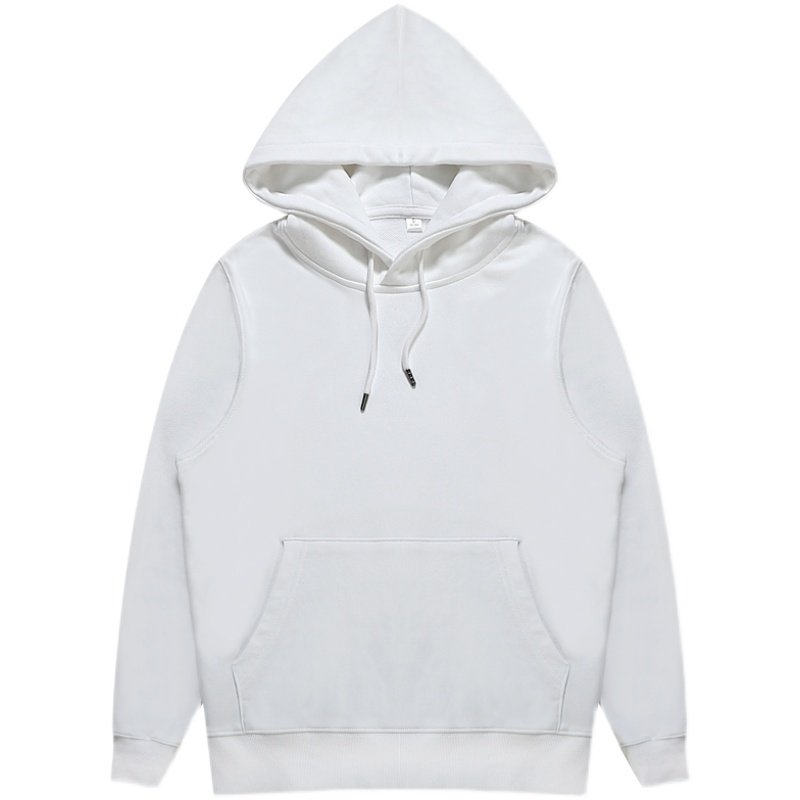 300g重磅套头连帽卫衣纯色早春休闲百搭帽衫男女外套百搭男女款 - 图3