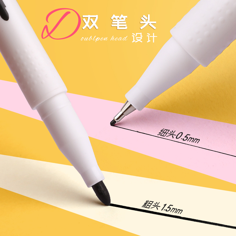 晨光美术勾线笔儿童幼儿园绘画黑色水性描边双头记号笔细头小学生专业画画用笔勾边专用油性马克笔学生用 - 图2