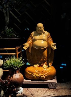 皆大欢喜弥勒佛高端茶室空间摆件