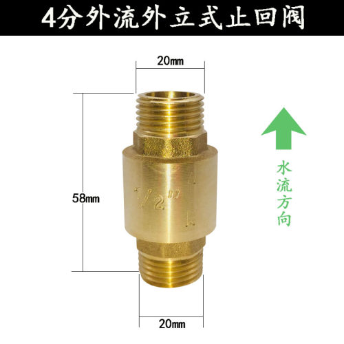 黄铜止回阀弹簧立式单向阀水管螺纹阀门4分6分平装水阀止逆阀锻造-图0