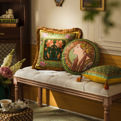 范居态度穆色美式欧式床头靠垫沙发靠枕抱枕枕头套子腰枕圆枕枕套 - 图0