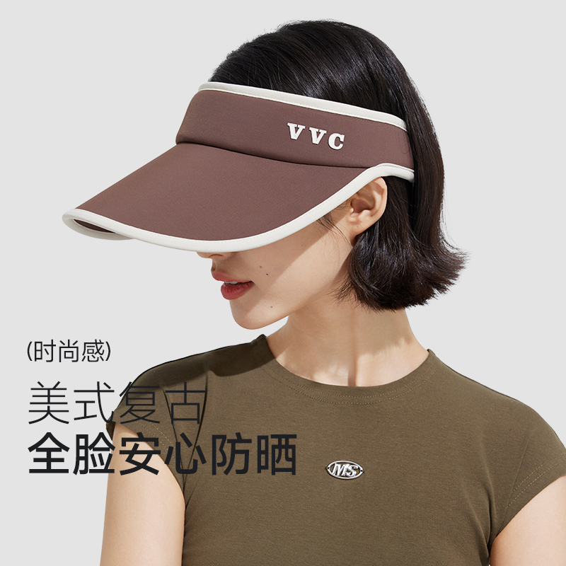 VVC女神防晒帽女空顶紫外线全脸遮阳帽太阳帽子运动夏骑车大帽檐 - 图0