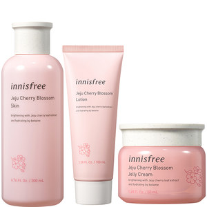 innisfree悦诗风吟济州大樱花提亮保湿爽肤水乳液啫喱面霜套装