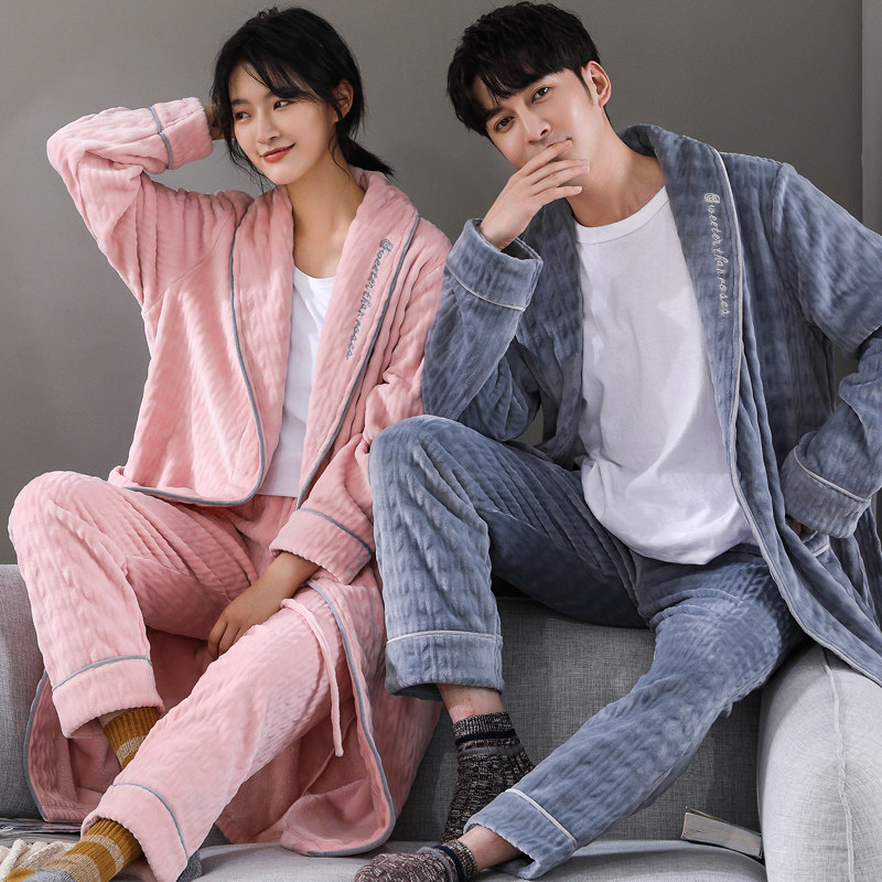 睡袍女冬加绒加厚珊瑚绒情侣浴袍 沐子萌睡袍/浴袍