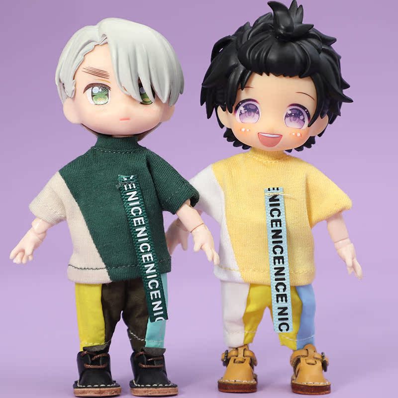 ob11娃衣 拼接T恤休闲套装obitsu11衣服 GSC molly 12分 BJD - 图0