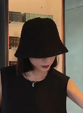 2026新款韩版黑色遮阳渔夫帽女