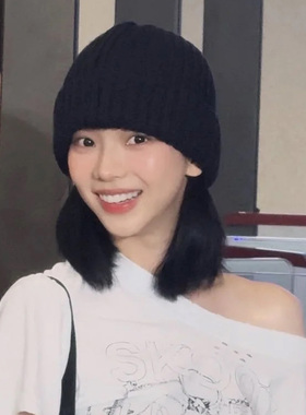 爆款韩明星柳智敏毛线帽女同款