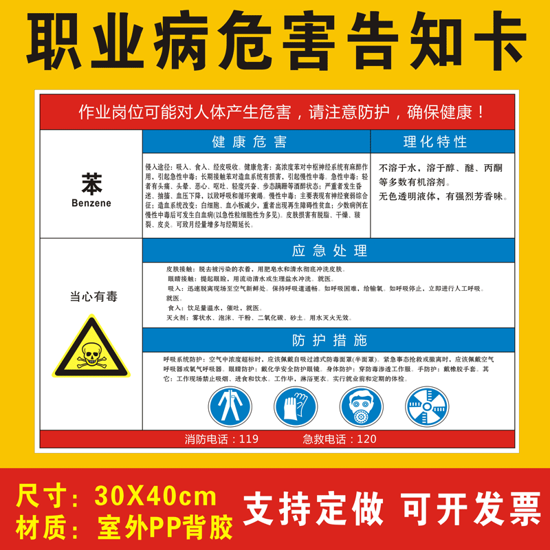 粉尘噪音高温职业病危害告知卡安全风险生产周知卡提示标志标识车间职业病危害告知牌警示牌全套牌子贴纸定制-图3