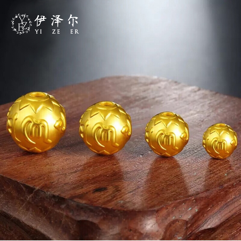 硬足金手链黄金珠子隔珠散珠 黄金转运珠散珠六字真言钱钱珠 999 3D 硬足金手链黄金珠子隔珠散珠 黄金转运珠散珠六字真言钱钱珠 999 3D