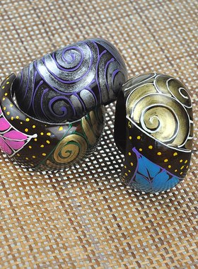 真喜东南亚女式芒果木手绘手镯