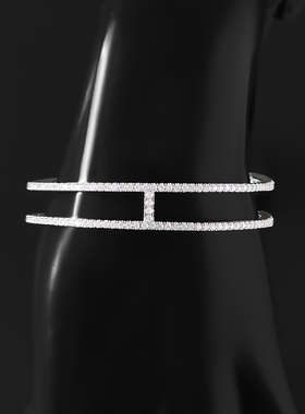 工字银手镯送女友爱心线条