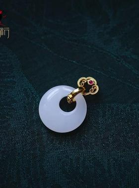 衣锦媚行 925银镀金镶和田玉平安扣吊坠新中式吊坠新款简约国风