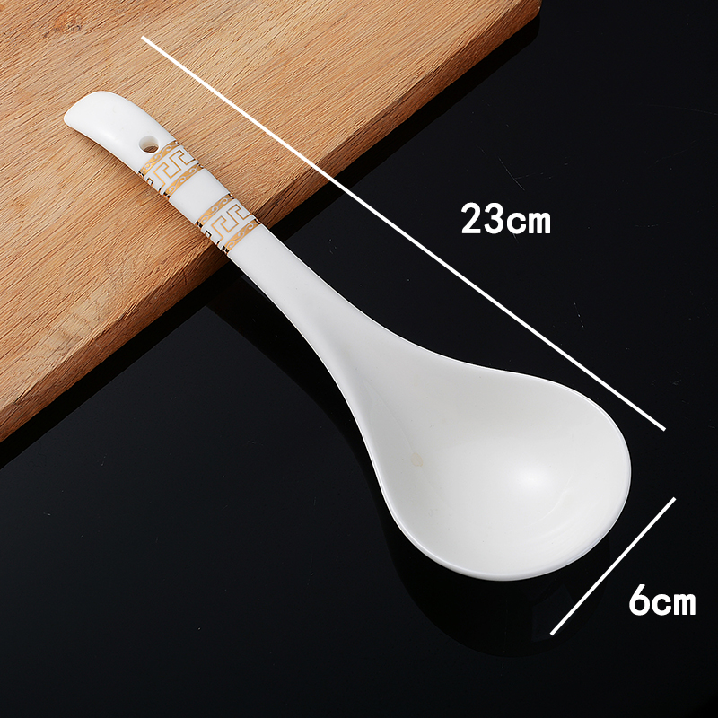 大号陶瓷汤勺饭勺长柄盛粥盛汤勺酒店家用砂锅勺火锅大汤勺子汤匙 - 图0