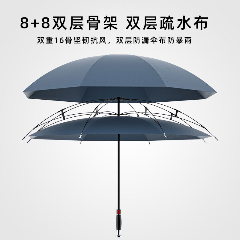 德国自动反向伞16骨雨伞长柄大号加固加厚结实抗风暴车载双人男士 - 图0