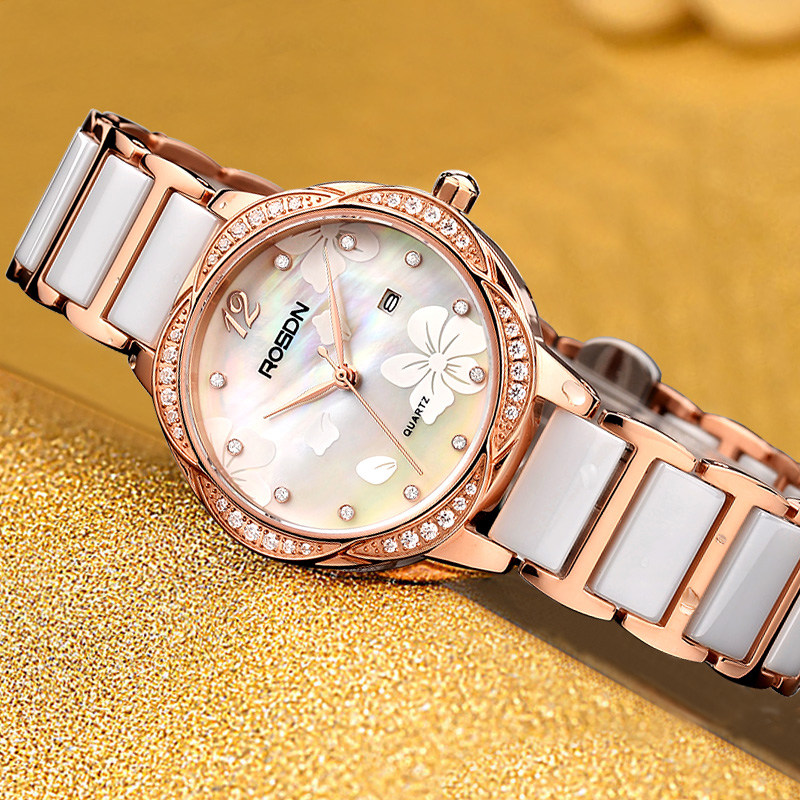 劳士顿正品女士陶瓷休闲潮流石英表 劳士顿手表国产腕表