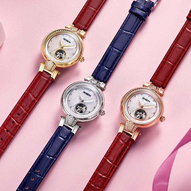 劳士顿正品女士镂空全自动机械女表 劳士顿手表国产腕表