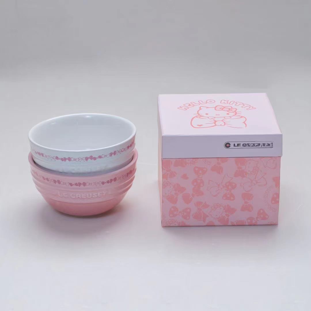酷彩lecreuset陶瓷餐具hellokitty猫盘子儿童餐盘米饭碗杯子炖盅 - 图3