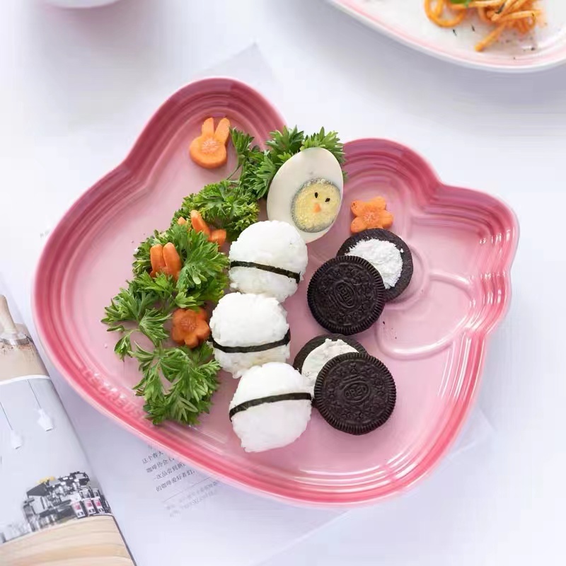 酷彩lecreuset陶瓷餐具hellokitty猫盘子儿童餐盘米饭碗杯子炖盅 - 图1