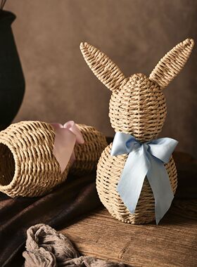 复活节兔子仿藤编摆件手