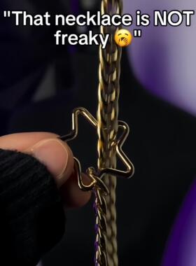 欧美套索心形项链桃滑动