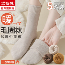 Shoes & Thick Socks Lady Midbarrel Socks Autumn Winter Pure Cotton Plus Suede Thickened Warm Sleep Socks Winter Moon Stockings Socks