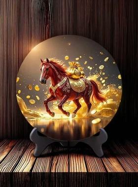 策马奔腾马到成功摆件高清装饰新款客厅家用精致相框商铺前台摆件