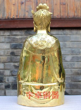 宇卓铜器纯铜无生老母黄铜无声老母无极老母坐像工艺品摆件