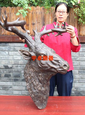 黄铜鹿头壁挂雕塑工艺品