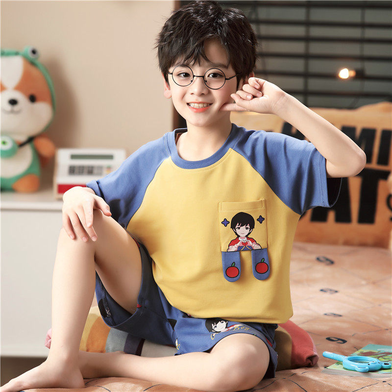 青少年男孩12岁短袖纯棉15夏天睡衣 努比努米睡衣/家居服套装