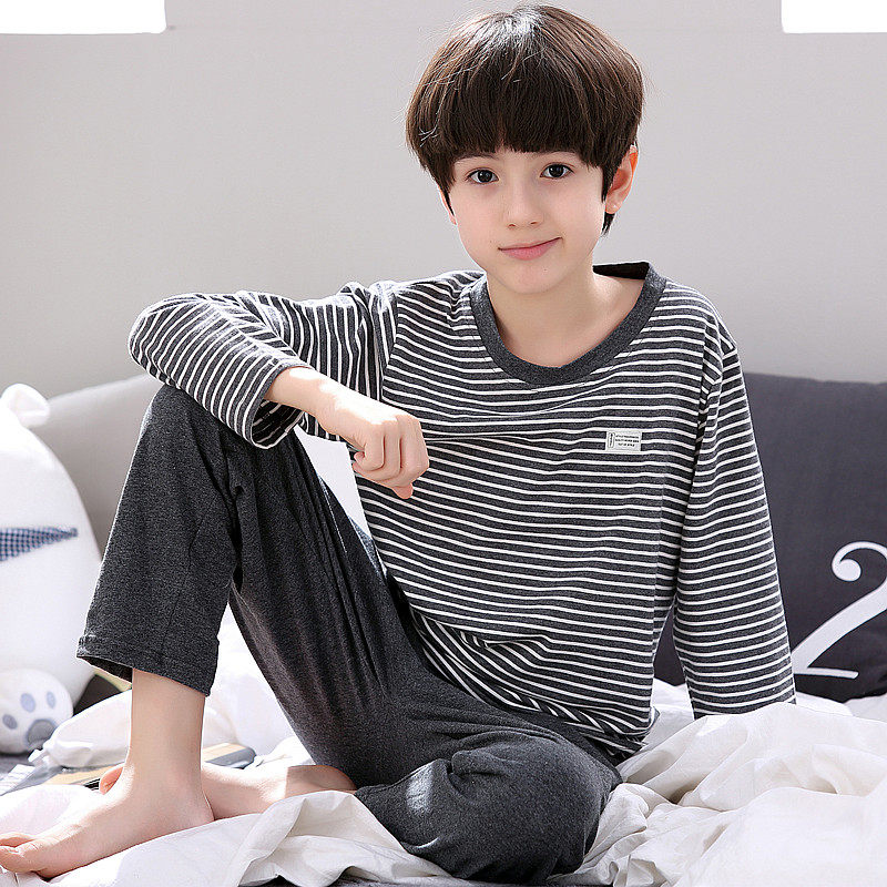 大童春秋长袖纯棉青少年学生岁睡衣 努比努米睡衣/家居服套装