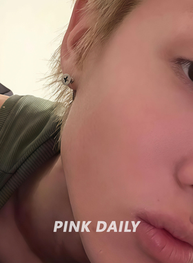 Pink Daily马丁Martin同款银色螺丝钉朋克风小众耳钉简约弯针耳环