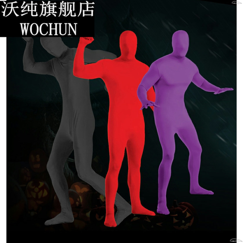 万圣节COS连体紧身衣成人身衣化妆舞会儿童舞台表演黑衣人服装 - 图1