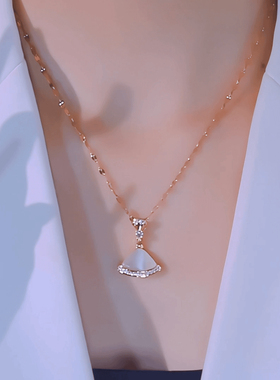 白猫眼小裙子项链气质百搭锁骨链