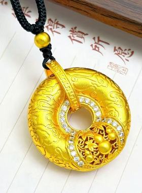 莲花黑绳镶钻福泰安康平安扣葫芦项链气质轻奢毛衣链女脖子颈链