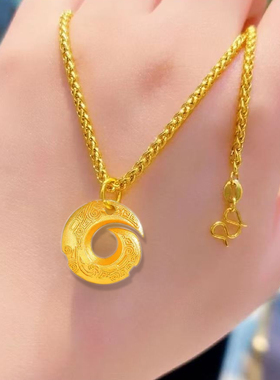 古法沙金时来运转项链平安扣项链